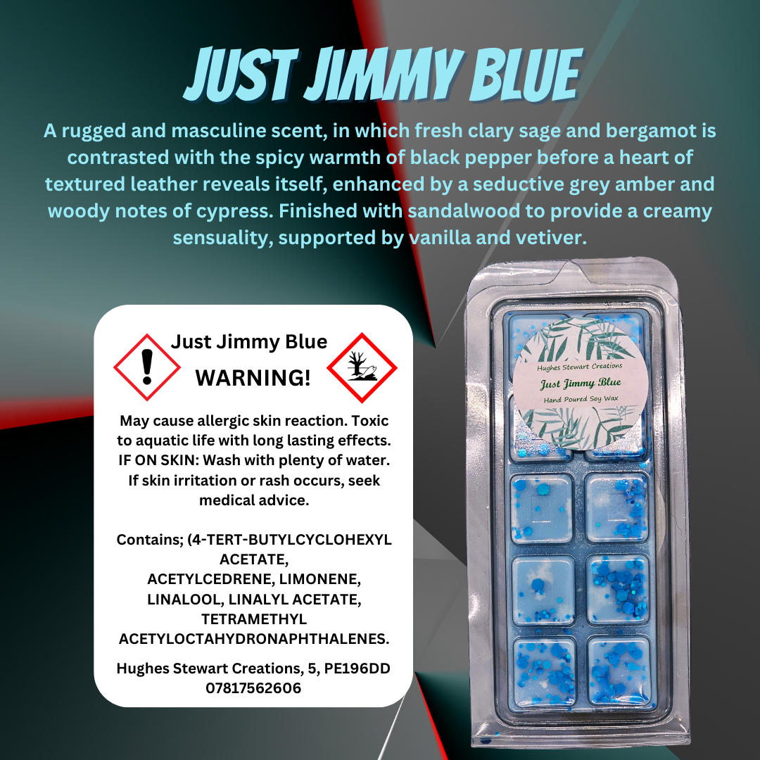 Just Jimmy Blue Wax Melt - Male Cologne Dupe Snap Bar
