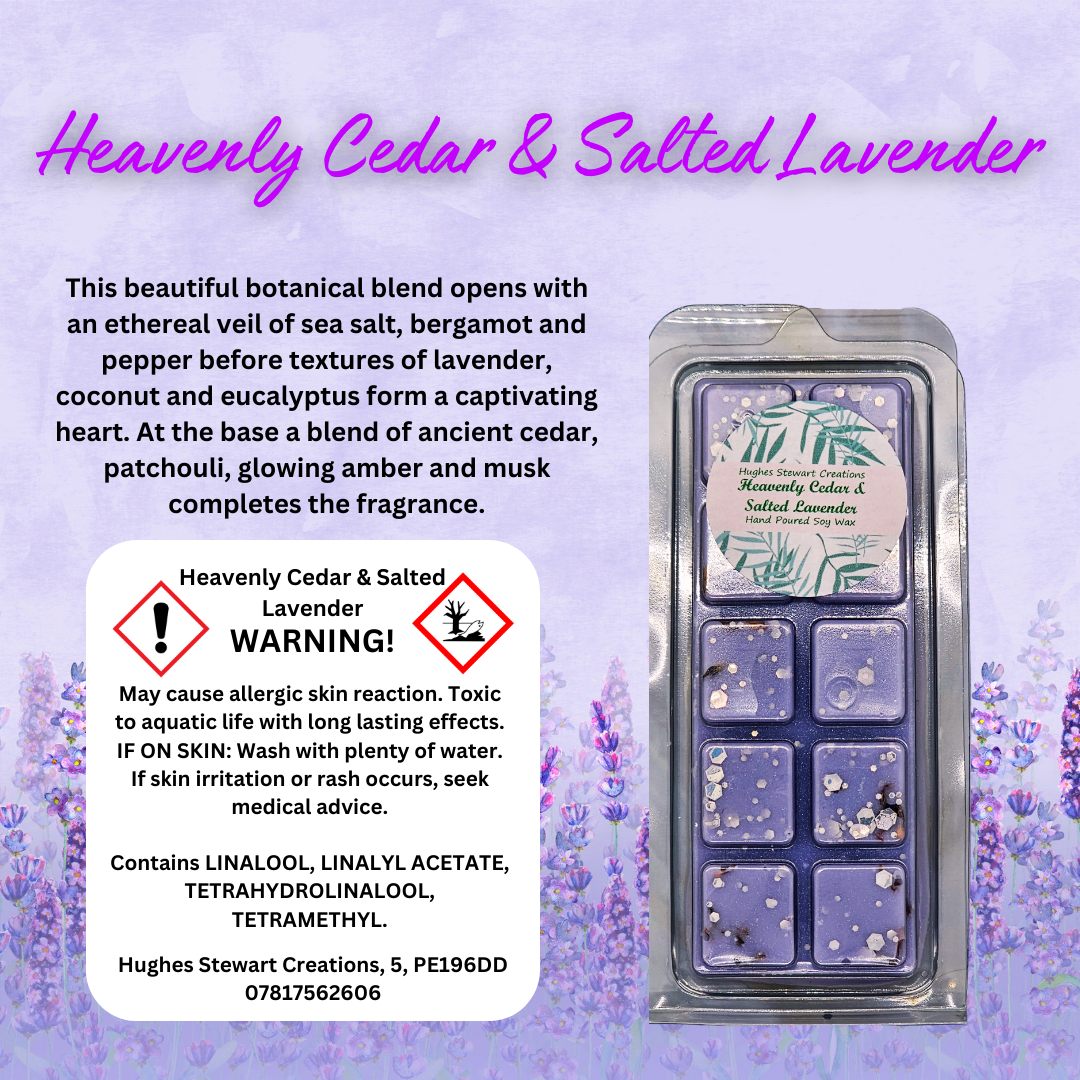 Heavenly Cedar & Salted Lavender Wax Melt - Snap Bar