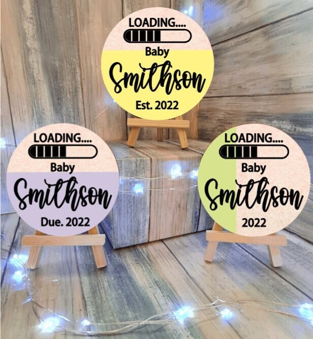 Personalised Wooden Pregnancy Announcement Plaques.