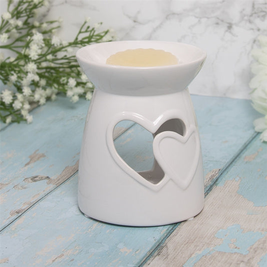 Double Heart Wax burner- White