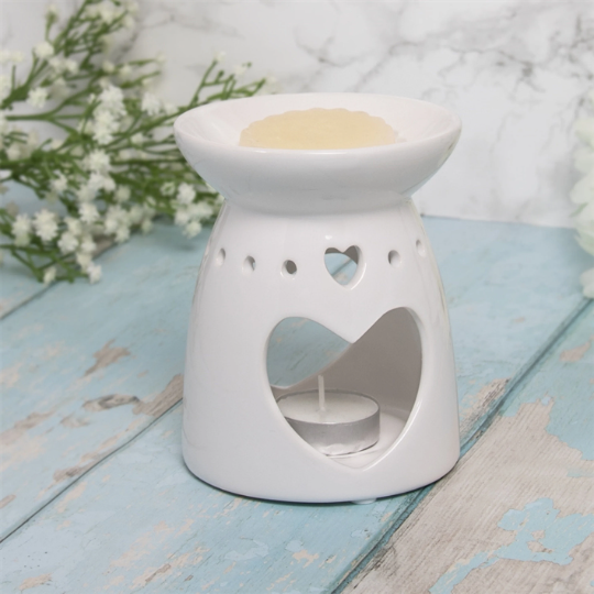 Single Heart Wax burner- White